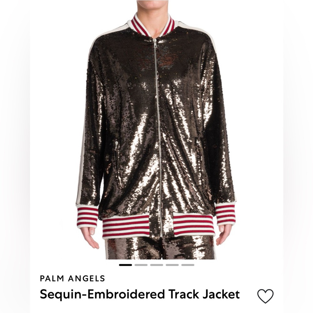 Palm Angels Black and Silver Sequin Bomber Jacket